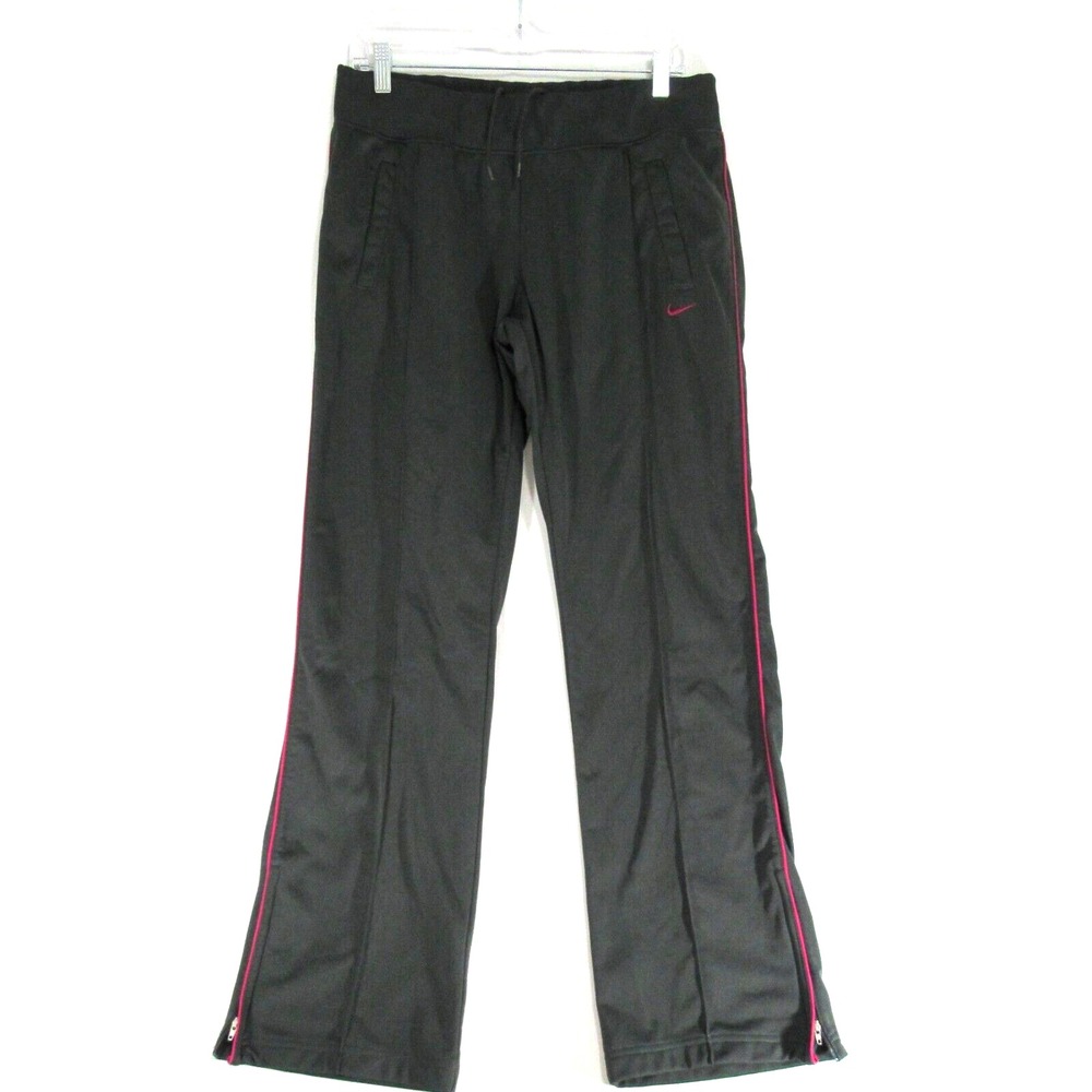 Nike Trackpants‎ Womens SizeLarge Gray Mid Rise Pockets Ankle Zip Drwastring
